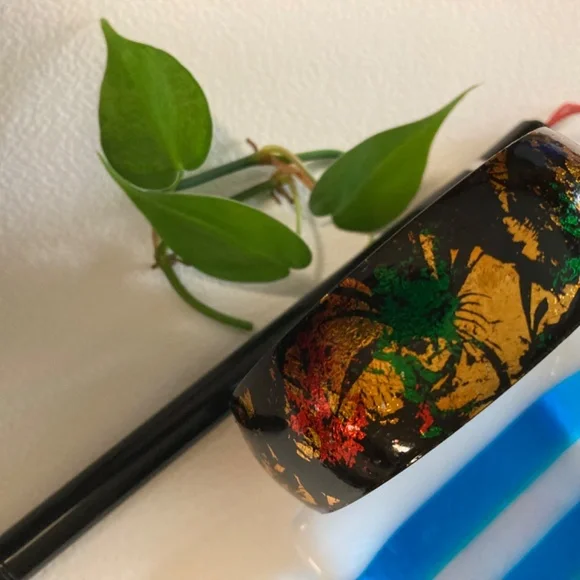 Vintage  Large 3" across Lightweight Colorful Statement Bracelet from Asia - Picture 3 of 8